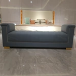 Quilted Leather & Natural Wood Veneer Nightstand with Open Shelf & Contrast Trim