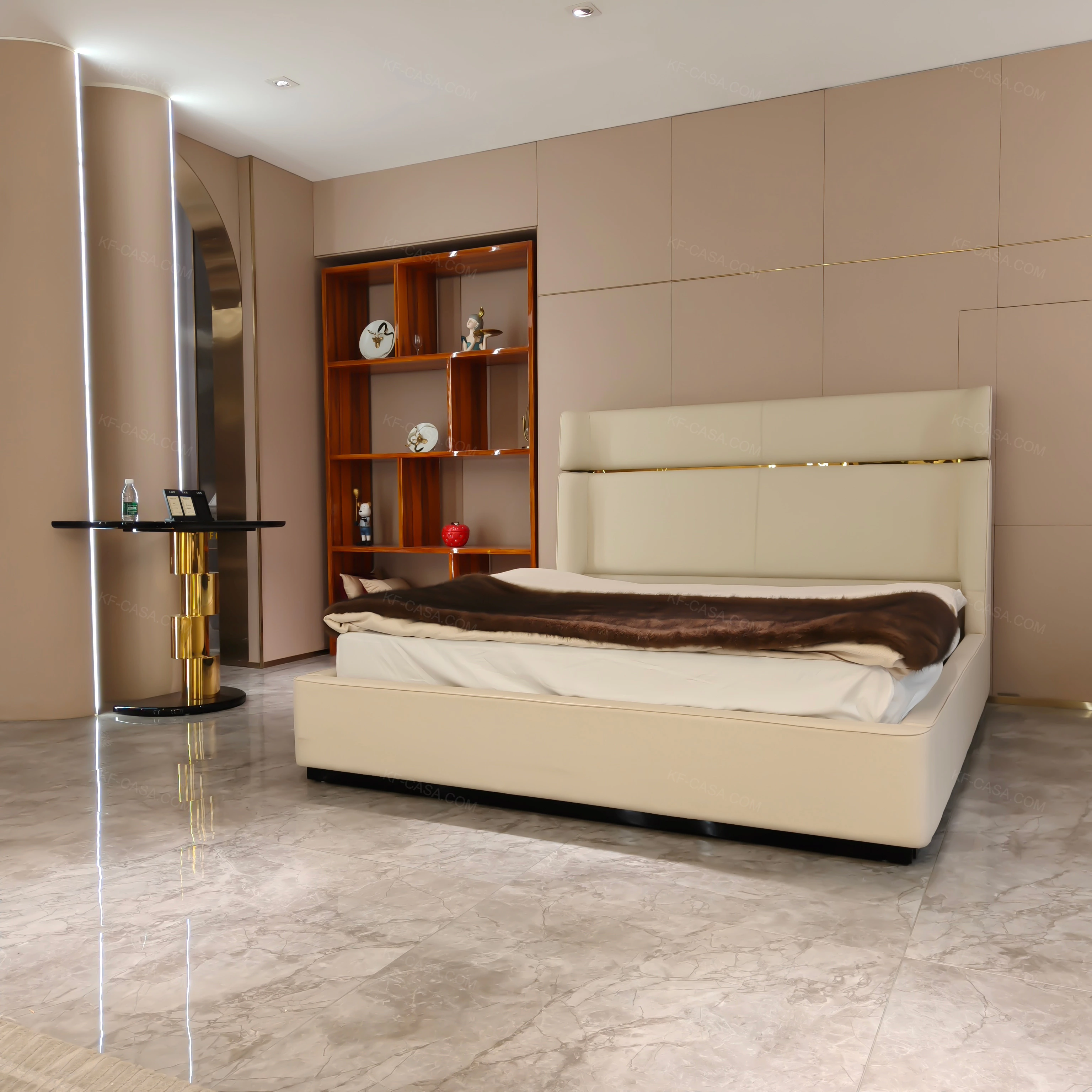 Luxury Bed Room Furniture Modern For Leather King Bedroom Home Frame Upholstered Single Side Design Back Beds Luxury Bed
