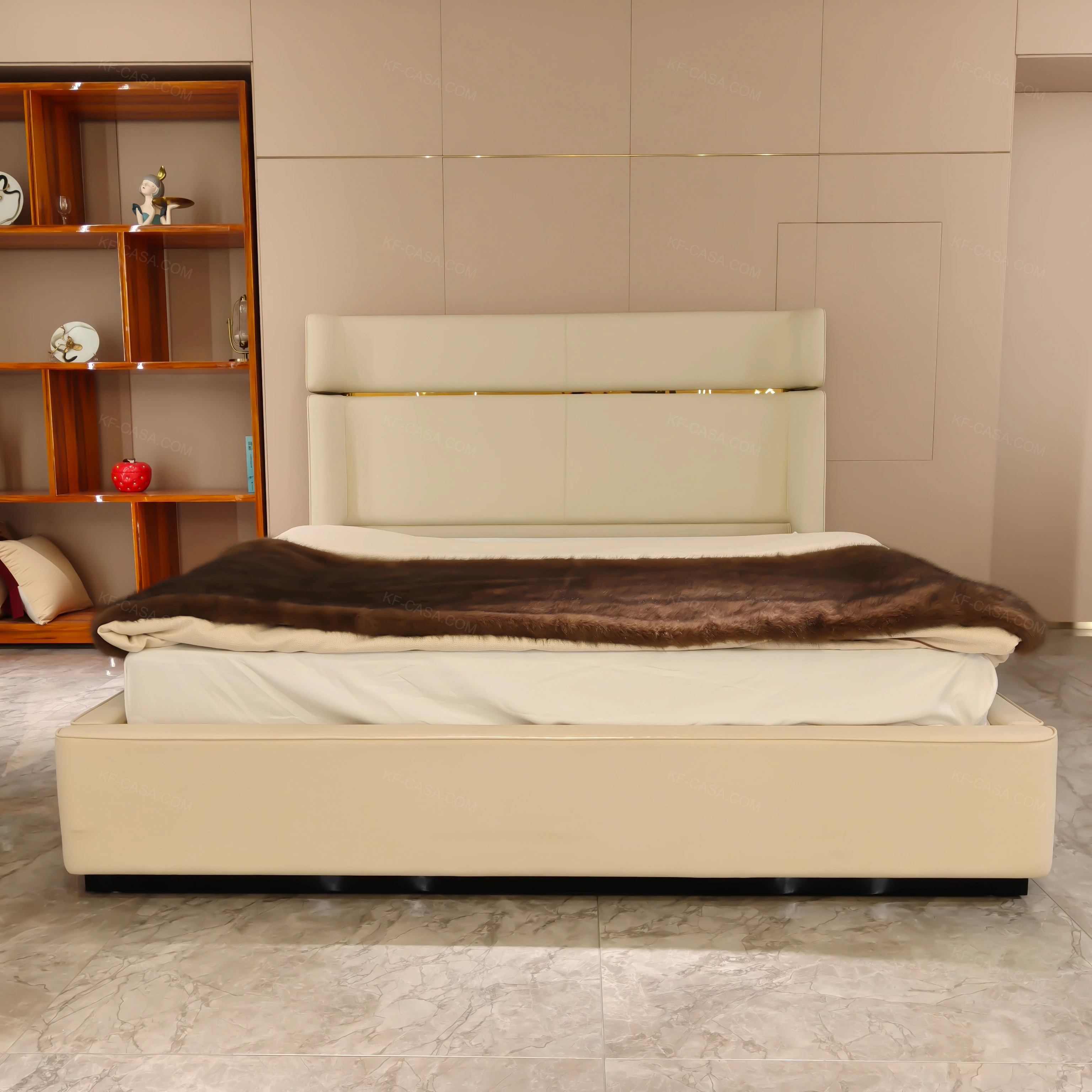 Luxury Bed Room Furniture Modern For Leather King Bedroom Home Frame Upholstered Single Side Design Back Beds Luxury Bed