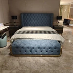 Luxury Bed Room Furniture Modern for King Bedroom Home Frame Upholstered Single Side Design Back Beds Luxury Bed