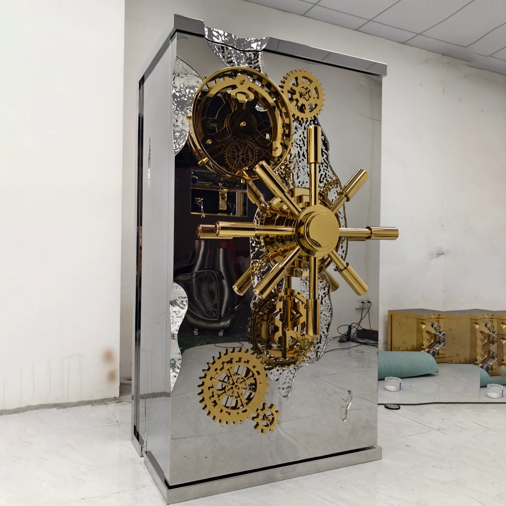 Artistic Mechanical Gold-Accented Premium Safe